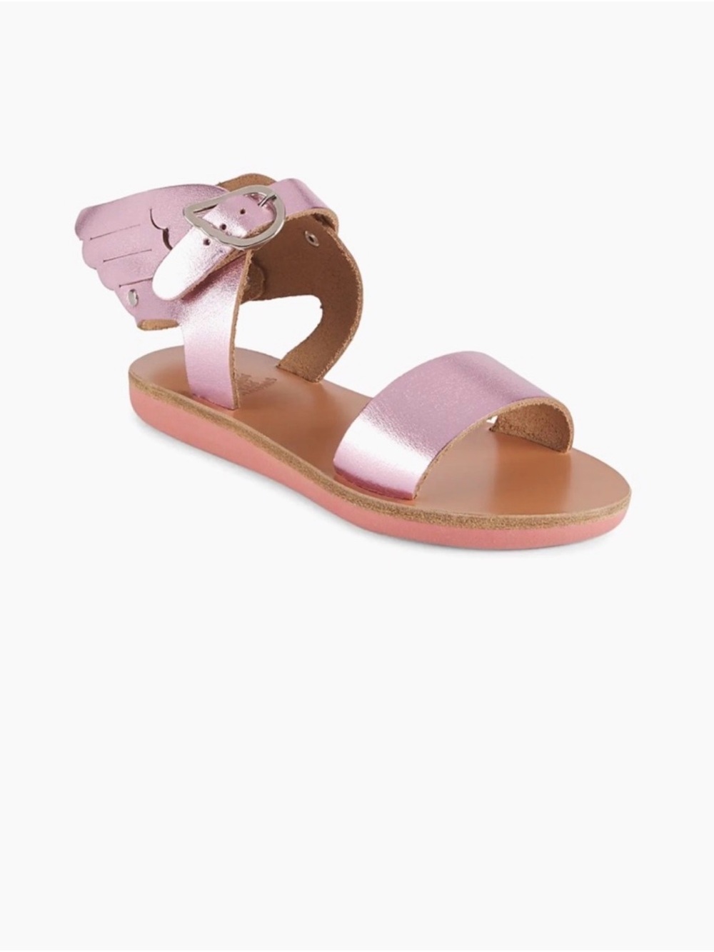 Ancient Greek Sandals Kids Little Ikaria Pink Metallic Winged Sandals